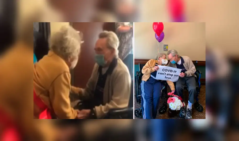 Joyce y Don Hoffman, una pareja de 90 años, volvieron a estar juntos después de estar alejados más de un mes por la COVID-19. Foto: Captura