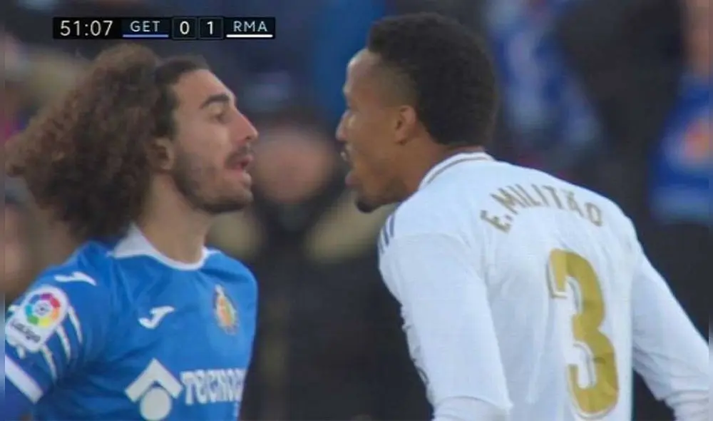 Marc Cucurella y Éder Militão fueron los protagonistas del hecho. FOTO: ESPN. Marc Cucurella y Éder Militão fueron los protagonistas del hecho. FOTO: ESPN.