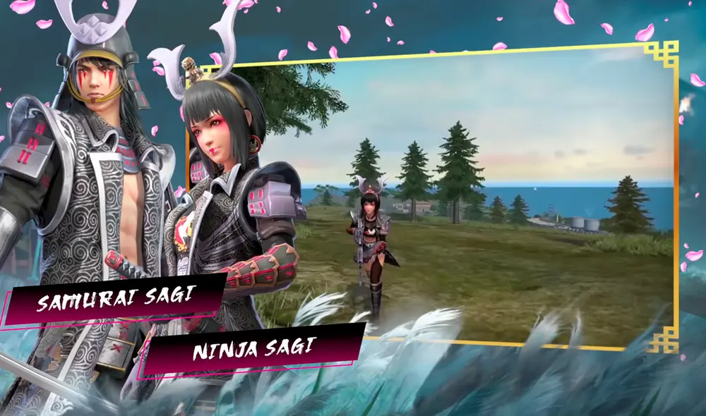 Free Fire recibe atuendos de Samurái y Ninja. Foto captura: YouTube Free Fire recibe atuendos de Samurái y Ninja. Foto captura: YouTube