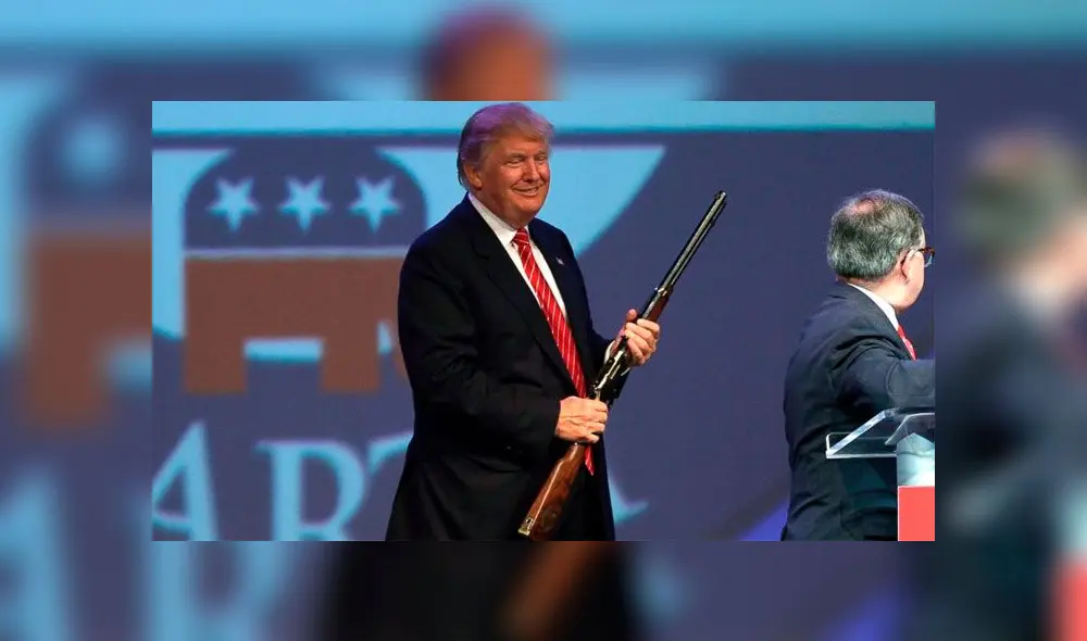 Donald Trump durante una reunión anual de la NRA. Foto: Difusión.