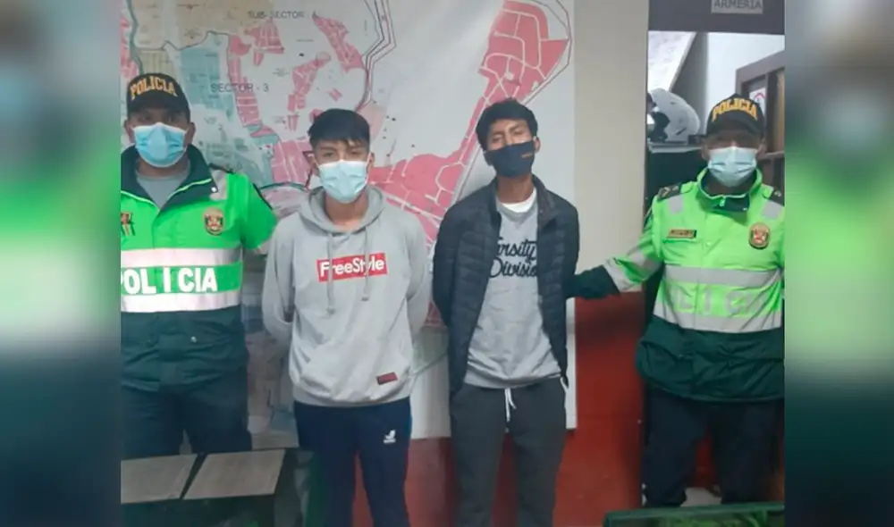 Sujetos fueron capturados en el distrito de San Sebastián. Foto: PNP Sujetos fueron capturados en el distrito de San Sebastián. Foto: PNP