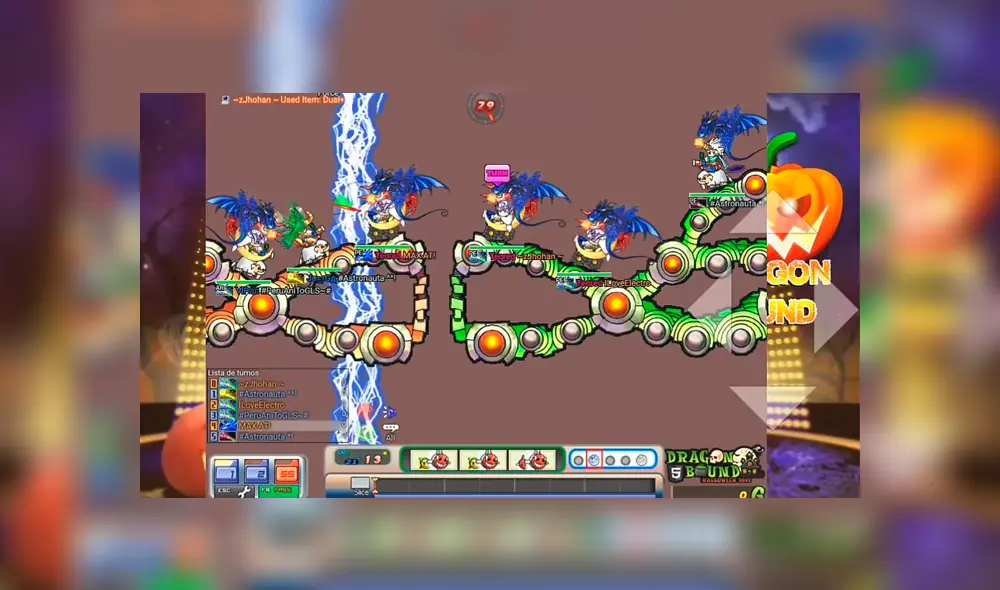 Durante una partida de DragonBound se puede tener el viento a favor o en contra, lo que te obligará a cambiar de ángulo.