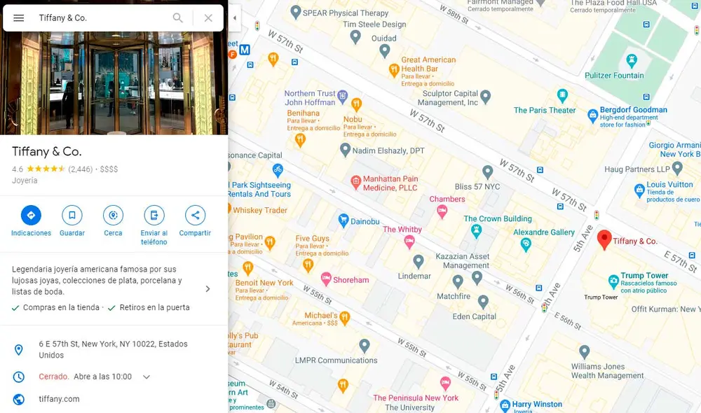 Desliza las imágenes para ver cómo luce la emblemática tienda donde se filmó Breakfast at Tiffany’s. Foto: captura de Google Maps Desliza las imágenes para ver cómo luce la emblemática tienda donde se filmó Breakfast at Tiffany’s. Foto: captura de Google Maps