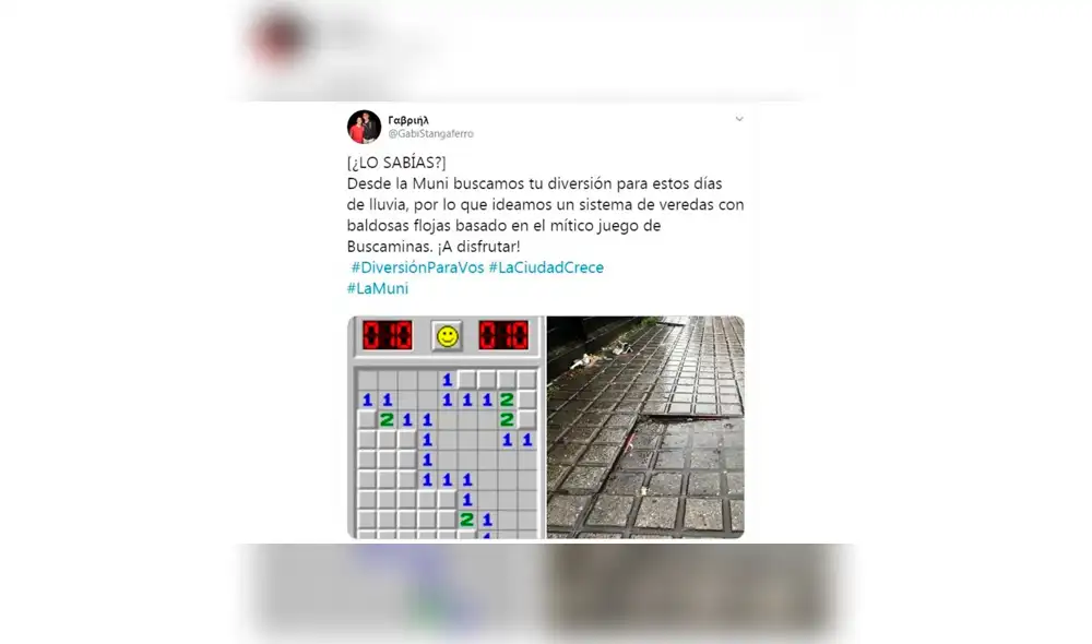 Artistas pinta cerca de las losetas rotas al estilo del juego Buscaminas. (Foto: Twitter)