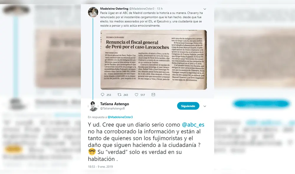 Tatiana Astengo le responde fuerte a Madeleine Osterling por polémico mensaje