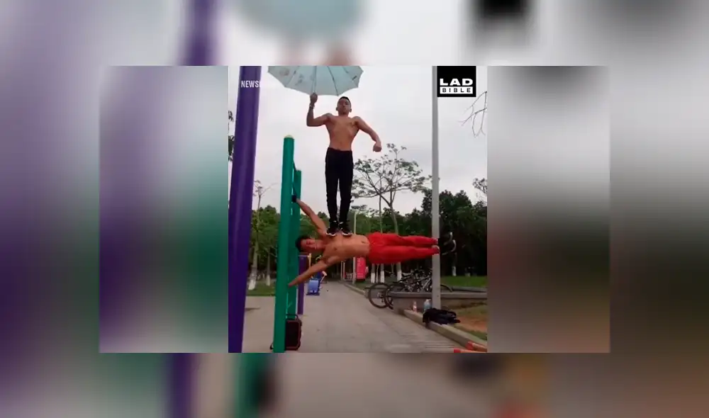 Facebook viral: chico 'fitness' hace extrema acrobacia con amigo y final sorprende [VIDEO] 