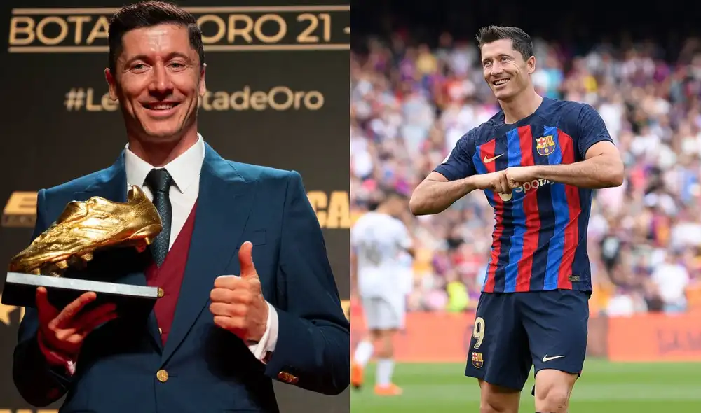 Robert Lewandowski consiguió el premio por segunda vez en su carrera. Foto: Compisición/Barcelona/AFP