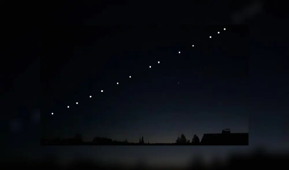 El tren de satélites de Musk ya se ha visto este año. Foto: difusión El tren de satélites de Musk ya se ha visto este año. Foto: difusión