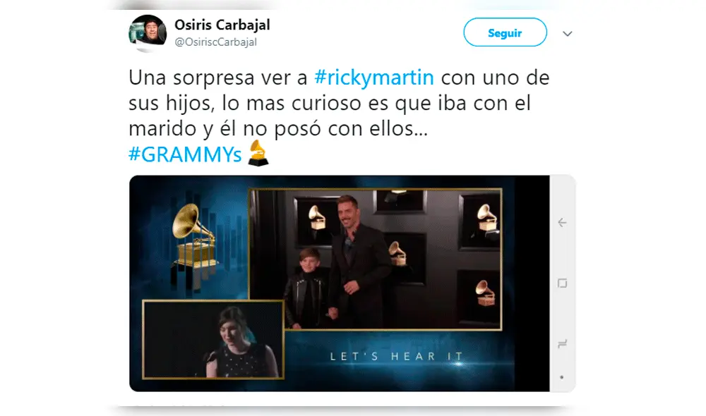 Grammys 2019: Hijo de Ricky Martin causa furor al pasar por la red carpet [VIDEO]