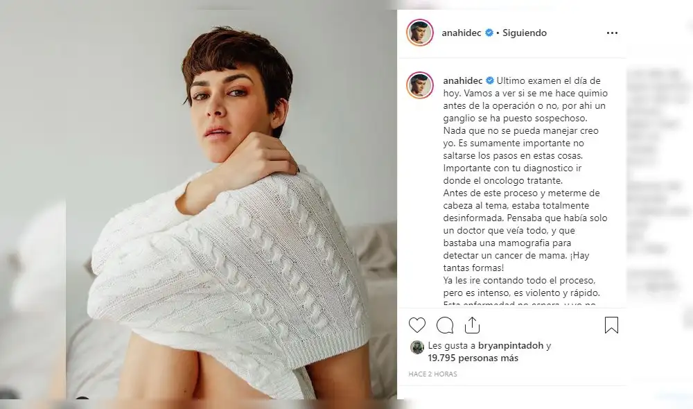 Anahí de Cárdenas deja emotivo mensaje tras último examen oncológico Anahí de Cárdenas deja emotivo mensaje tras último examen oncológico