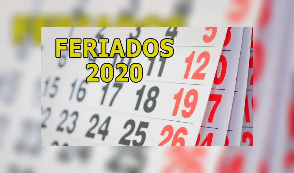 Feriados para el 2020.