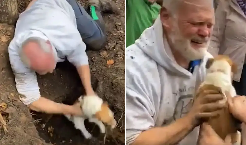 El hombre halló a su perrita tras varios días de intensa búsqueda. Foto: Facebook