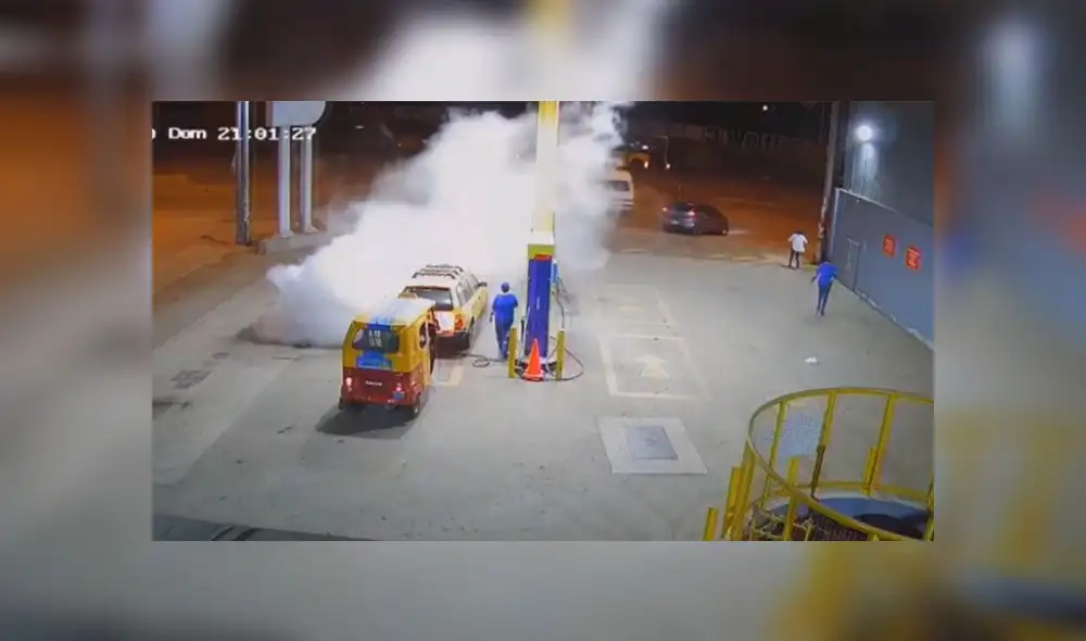 Según la empresa, la fuga de gas se produjo del vehículo que segundos antes fue abastecido de GLP. (Foto: Captura de video / Canal N)