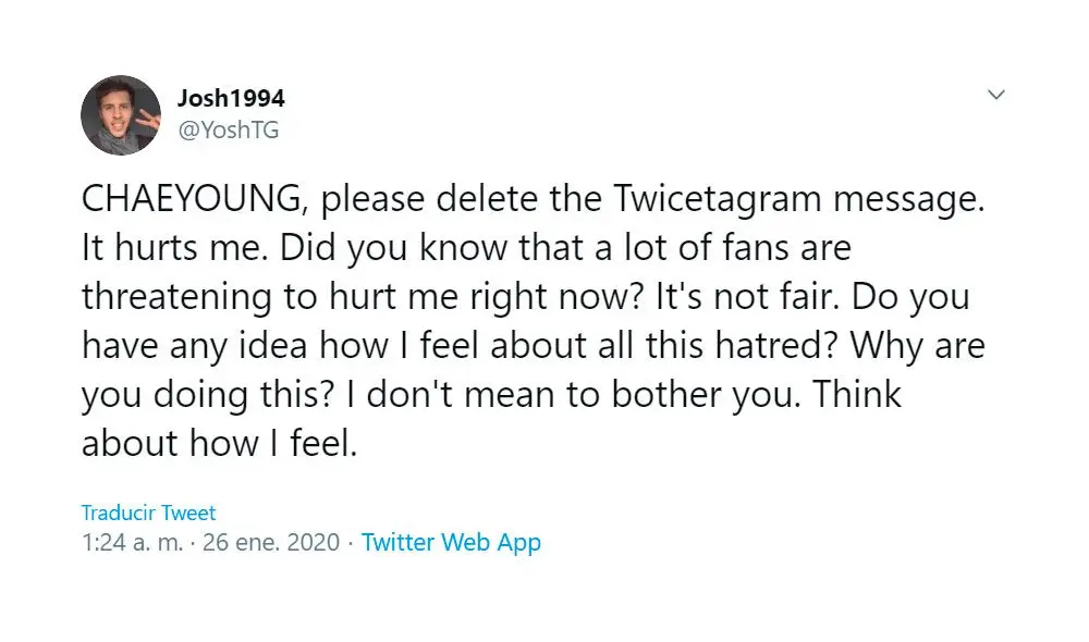 TWICE: acosador de Nayeon pide a Chaeyoung eliminar mensaje de Instagram