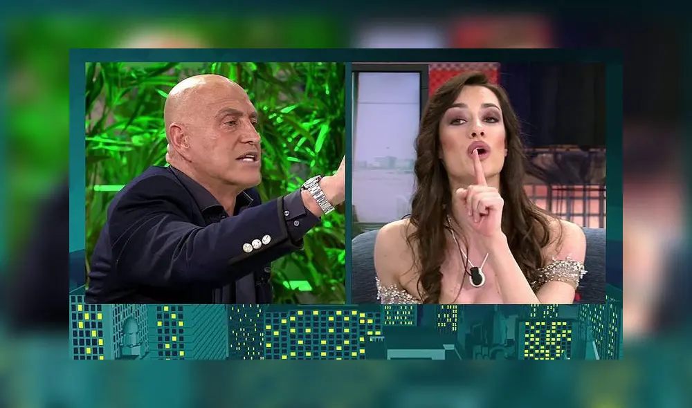 Discusión entre Kiko Matamoros y Adara Molinero en Sábado Deluxe. Foto: Telecinco.