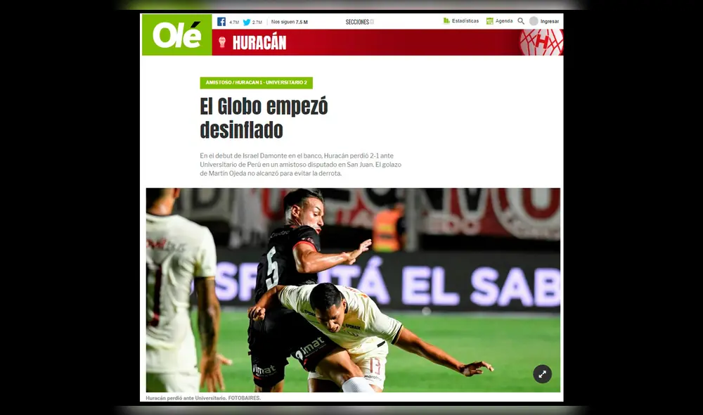 Universitario de Deportes: así informó la prensa argentina sobre el triunfo crema.