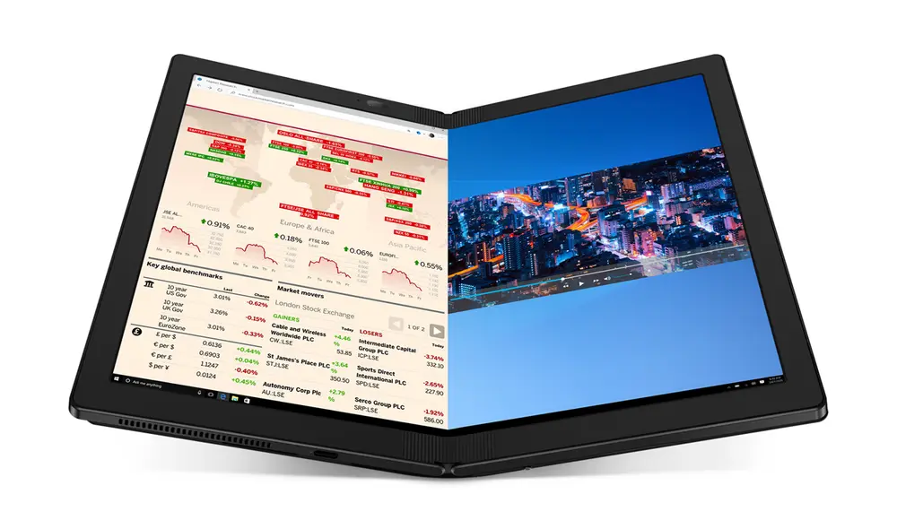 El Lenovo ThinkPad X1 Fold tiene una pantalla OLED de 13.3 pulgadas. Foto: Lenovo El Lenovo ThinkPad X1 Fold tiene una pantalla OLED de 13.3 pulgadas. Foto: Lenovo