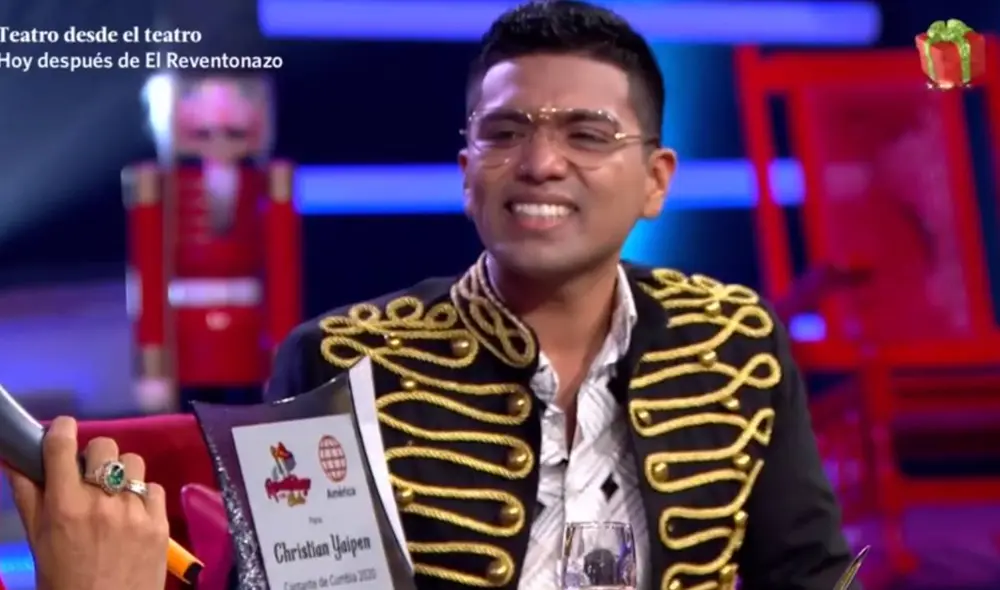 Christian Yaipén es elegido mejor cantante de cumbia del año en El reventonazo de la chola. Foto: captura América TV