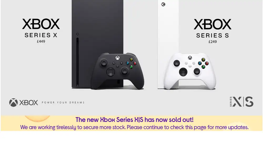 20 minutos bastaron para que la Xbox Series X se agote en distintas tiendas de Reino Unido. Imagen: Currys.