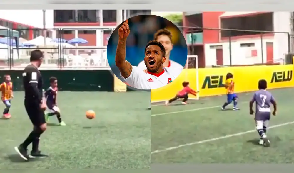 Jefferson Farfán se mostró orgulloso por el gol de media vuelta de su menor hijo. Foto: Captura de video. Jefferson Farfán se mostró orgulloso por el gol de media vuelta de su menor hijo. Foto: Captura de video.