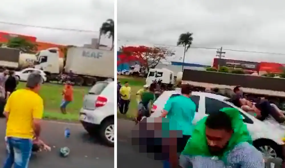 Automóvil atropella a un grupo de manifestantes en Brasil. Foto: Composición LR/TN