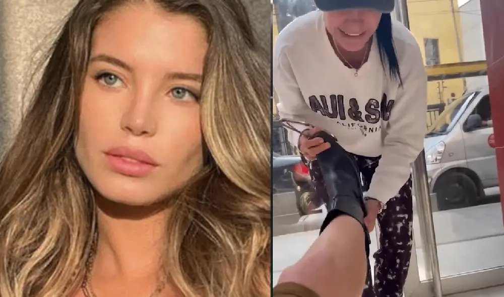 Flavia Laos sufre impase con sus zapatos. Foto: Flavia Laos/Instagram Flavia Laos sufre impase con sus zapatos. Foto: Flavia Laos/Instagram