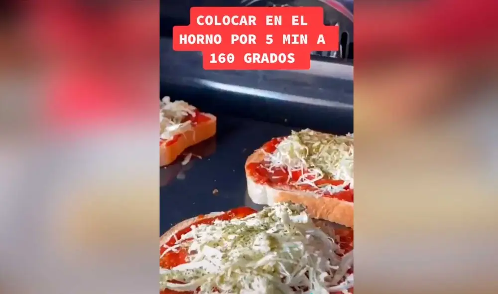 Desliza las imágenes para saber cómo preparar esta exquisita pizza casera elaborada a base de pan de molde. Foto: captura de TikTok/@lacuchara_recetas