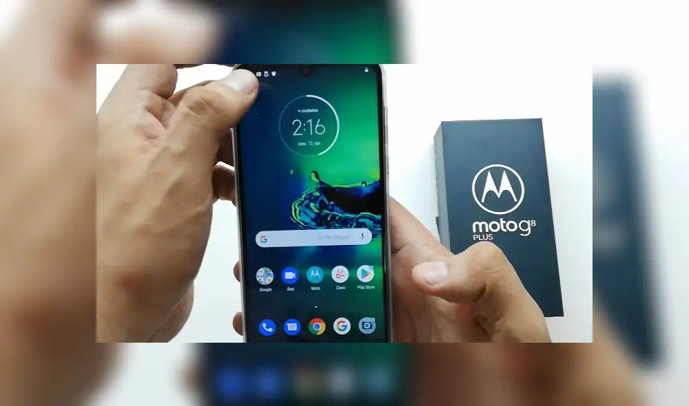 El Moto G8 Plus posee Android 9 Pie y tiene Gorila Glass 3 para proteger la pantalla. Foto: Daniel Robles