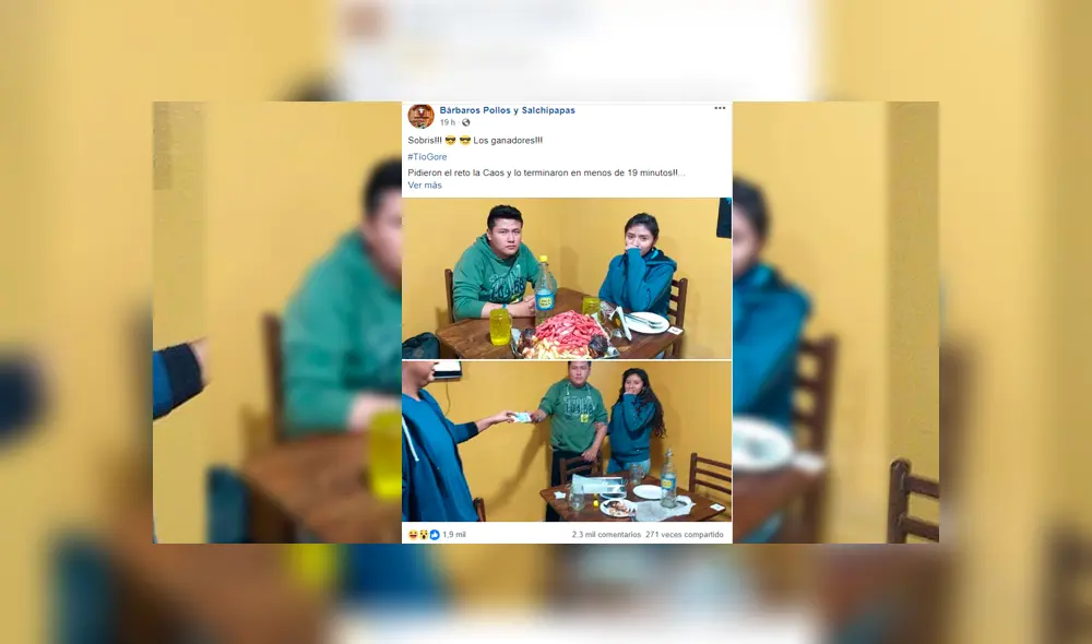Vía Facebook: pareja peruana consume mega salchipapa de 3 kilos y este fue el resultado [VIDEO]