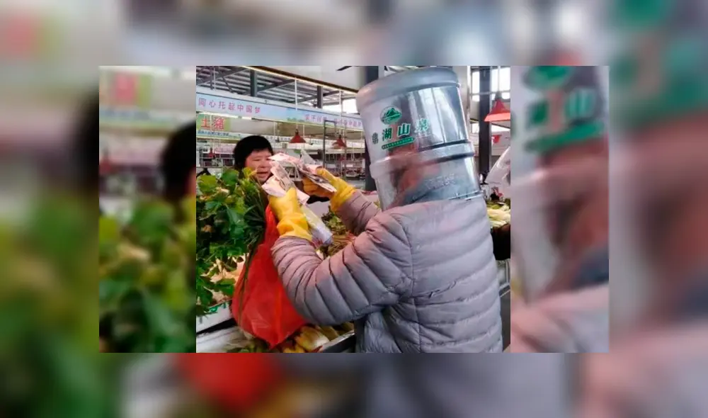 Ciudadanos chinos han recurrido al plástico para protegerse del coronavirus. (Foto: Twitter)
