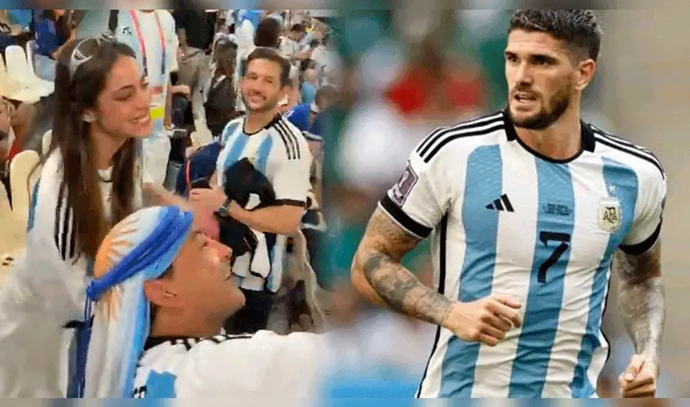 Tini Stoessel lista para alentar a Rodrigo De Paul en Qatar 2022. Foto: composición LR/Twitter/A24