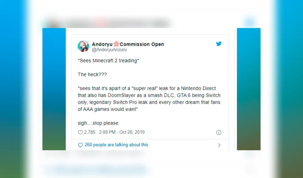 Supuesta filtración del Nintendo Direct de noviembre anuncia la llegada de Minecraft 2.