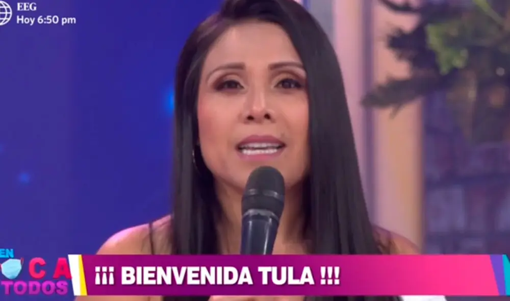 "El luto se lleva en el corazón", fueron las palabras de la conductora en su regreso a la TV este lunes. Foto: captura/América TV