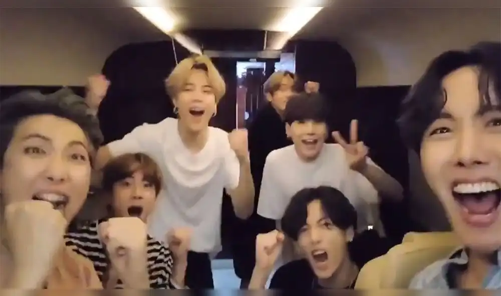 Celebración de BTS por haber obtenido por segunda semana el primer puesto en la lista Billboard HOT 100 con "Dynamite". Créditos: Captura video Big Hit