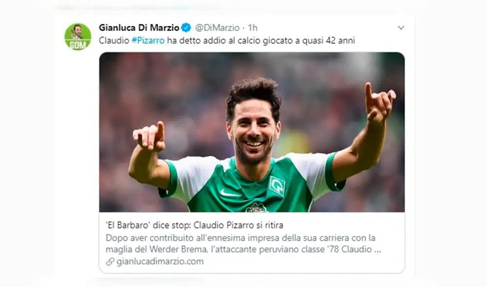Claudio Pizarro recibe homenaje de prensa internacional tras retirarse del fútbol.