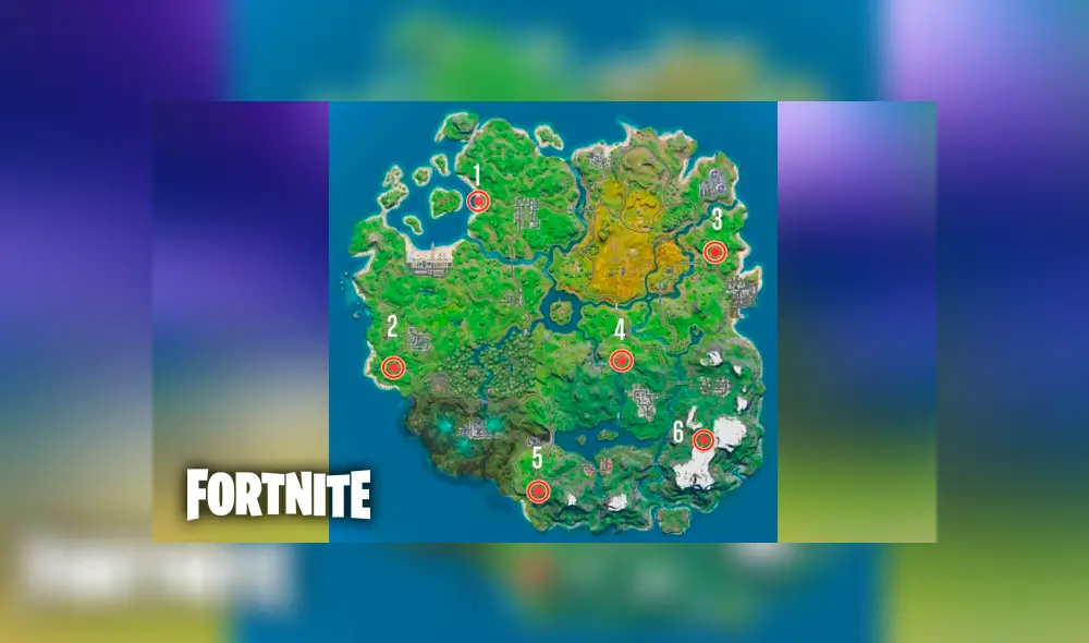 Mapa con todas las ubicaciones de los puestos de avanzada E.G.O en Fortnite Battle Royale.