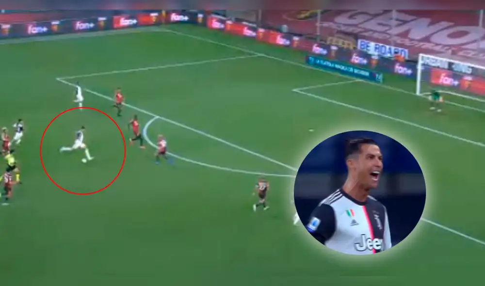 Juventus vs. Genoa: Cristiano Ronaldo anota golazo desde fuera del área. Captura: ESPN Juventus vs. Genoa: Cristiano Ronaldo anota golazo desde fuera del área. Captura: ESPN
