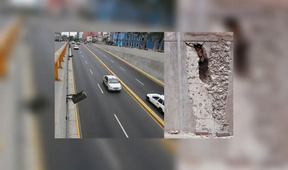 By Pass de 28 de julio: forado en una pared evidencia la ausencia de mallas de fierro