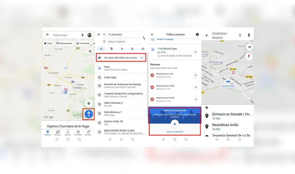 Modo de conducción de Google Maps.