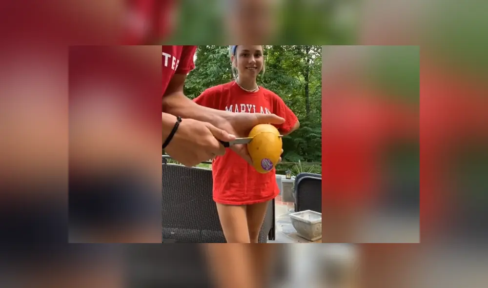 Un joven mostró un curioso truco para cortar mango de manera muy sencilla. Foto: TikTok Un joven mostró un curioso truco para cortar mango de manera muy sencilla. Foto: TikTok
