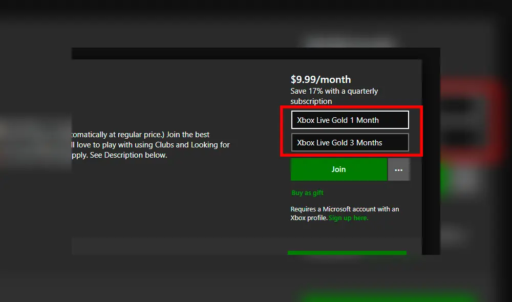 Donde el tradicional servicio de Xbox Live Gold (el que permite jugar online) ya no se ofrece en paquetes de un año, solo de meses.