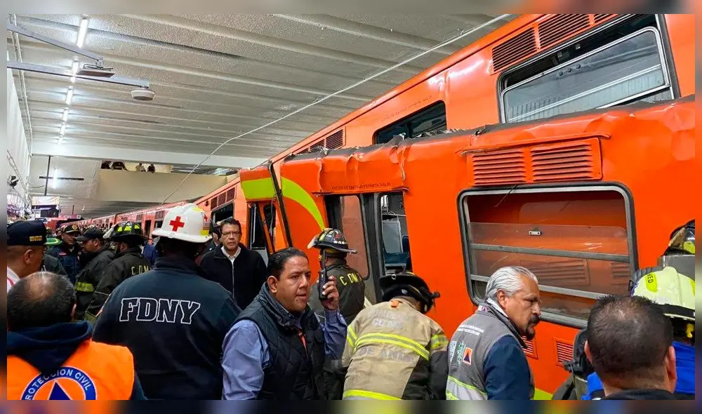 Los trenes impactaron a las 23:37 horas del ultimo martes. Foto: Cruz Roja CDMX Los trenes impactaron a las 23:37 horas del ultimo martes. Foto: Cruz Roja CDMX