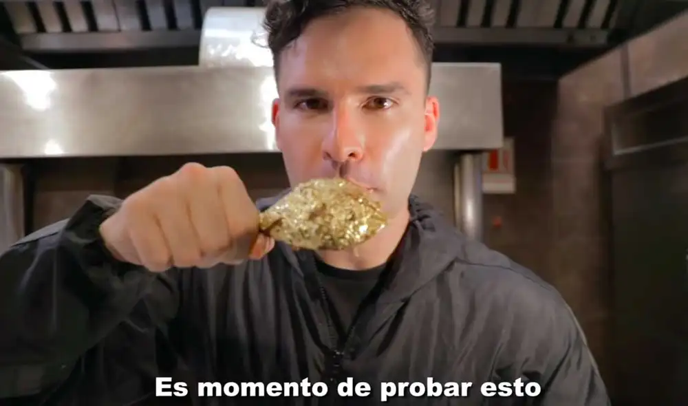 Desliza las imágenes para conocer un poco más sobre este pollo a la brasa bañado en oro de 24 quilates. Foto: captura de YouTube/iOA