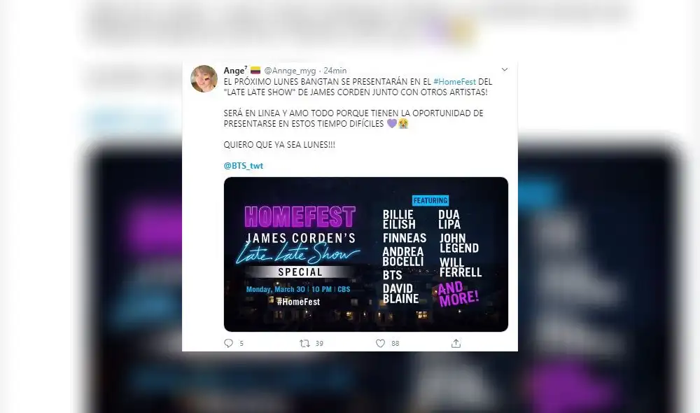 BTS, James Corden, coronavirus