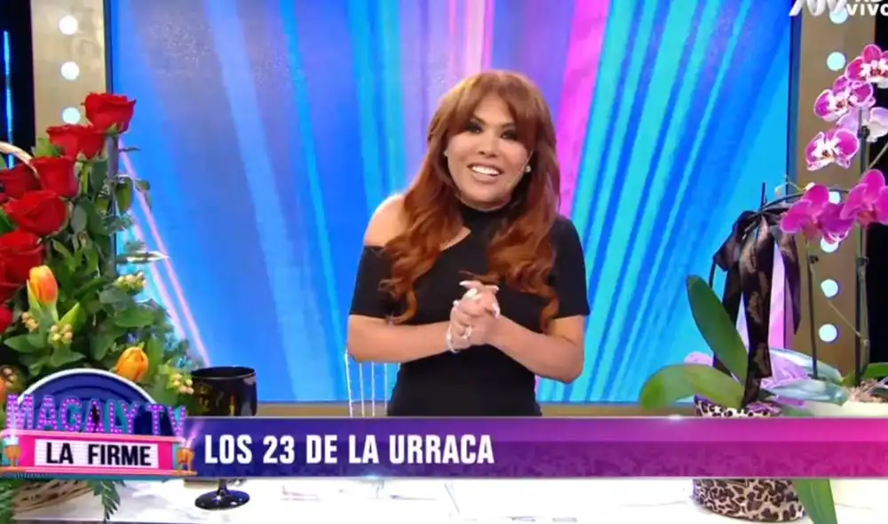 Magaly Medina celebra sus 23 años en la televisión. Foto: captura ATV Magaly Medina celebra sus 23 años en la televisión. Foto: captura ATV