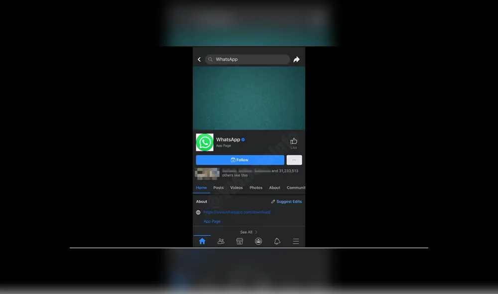 Cómo lucen los fanpage de Facebook en modo oscuro.