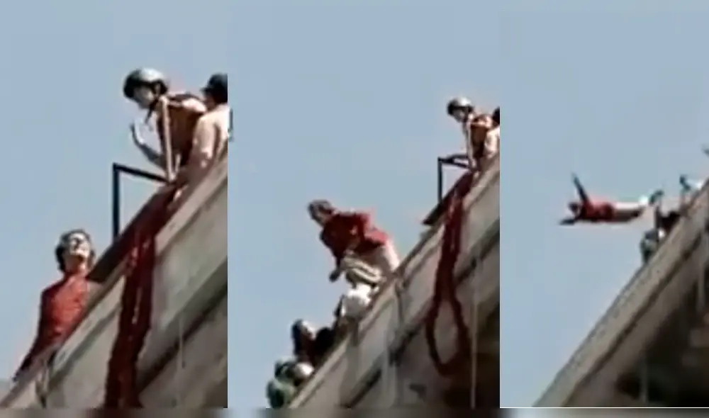 Facebook viral: se lanza sin protección de un puente y final impacta en las redes [VIDEO]