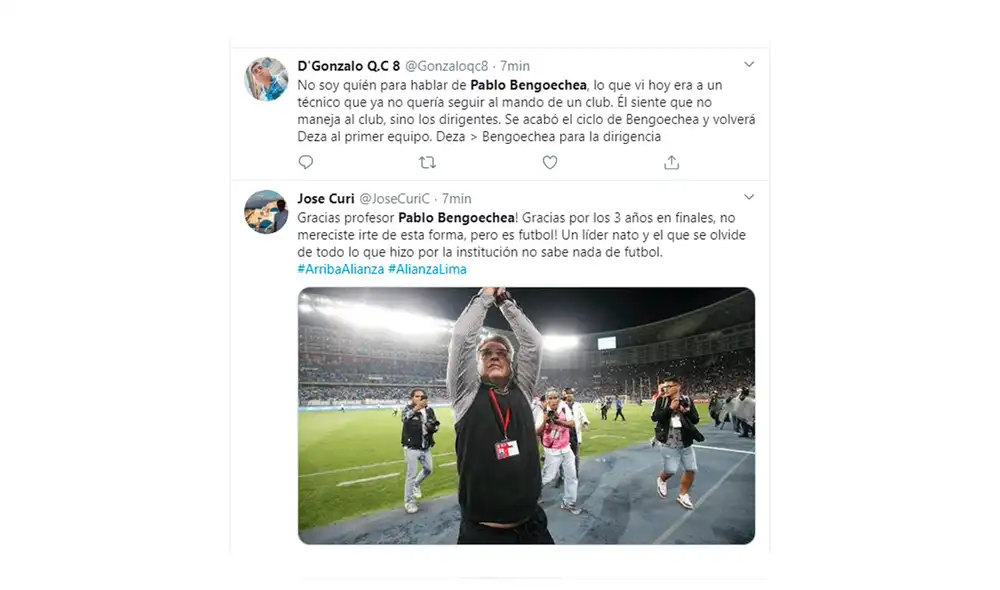 Alianza Lima: hinchas se despiden de Pablo Bengoechea. Foto: Captura de Twitter
