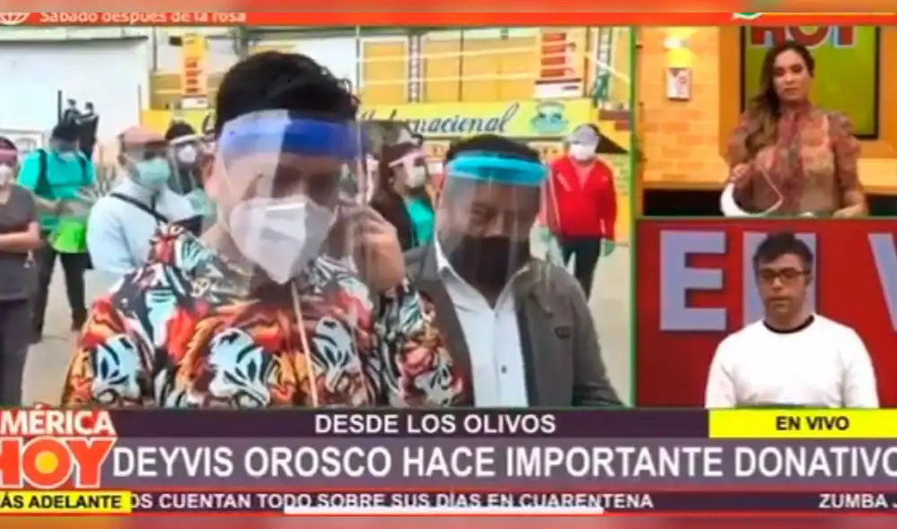 Deyvis Orosco dona mascarillas a personal de Comando COVID.
