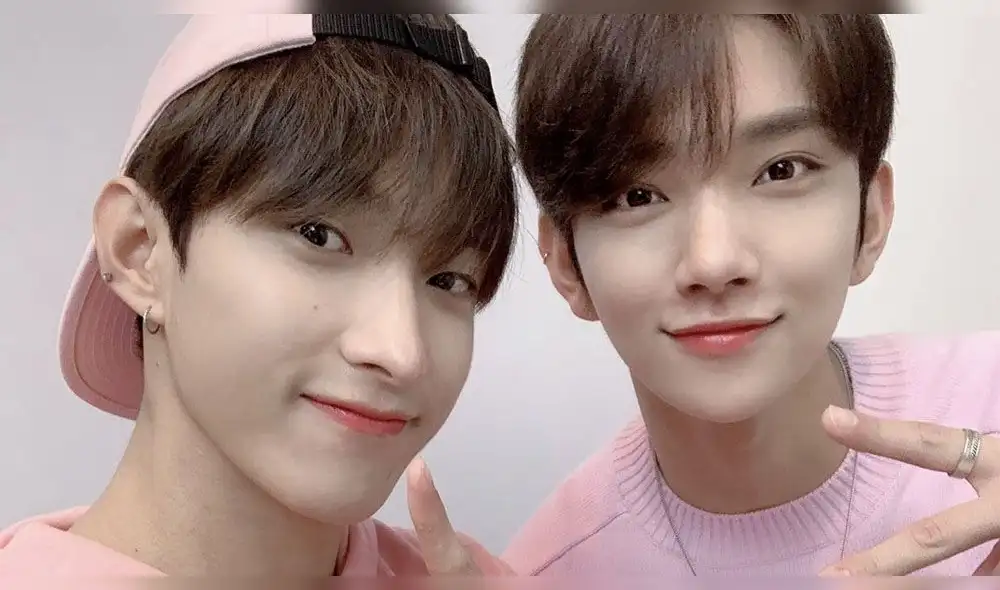 Desliza para ver más fotografías de DK y Joshua de SEVENTEEN promocionando el remix de la canción "17" de Pink Sweat$. Créditos: Pledis Ent.